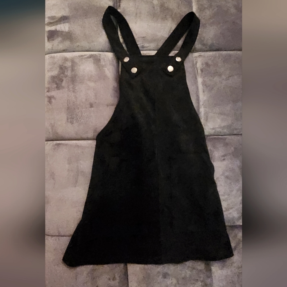 Forever 21 Black Suede Overall Dress Size S